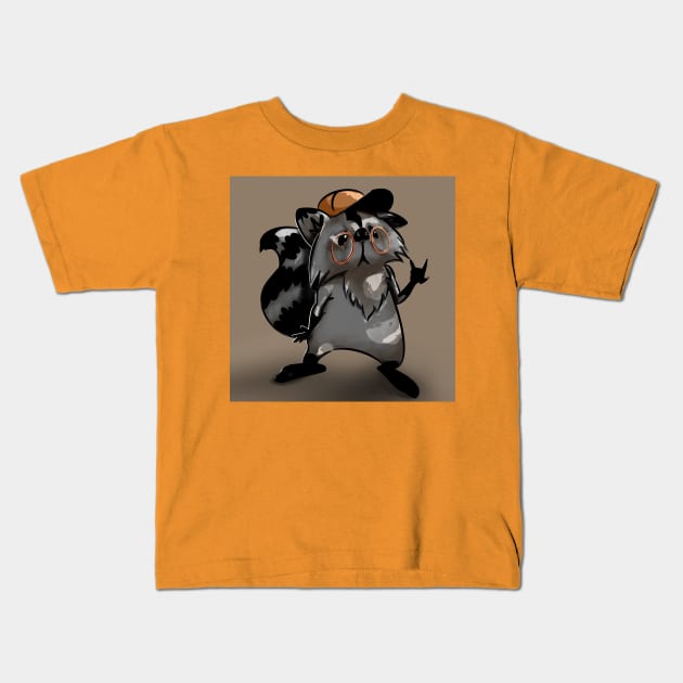 Raccoon kid Kids T-Shirt by GlitterMess